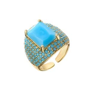 BLUE GOLD CZ ADJUSTABLE STATEMENT RING